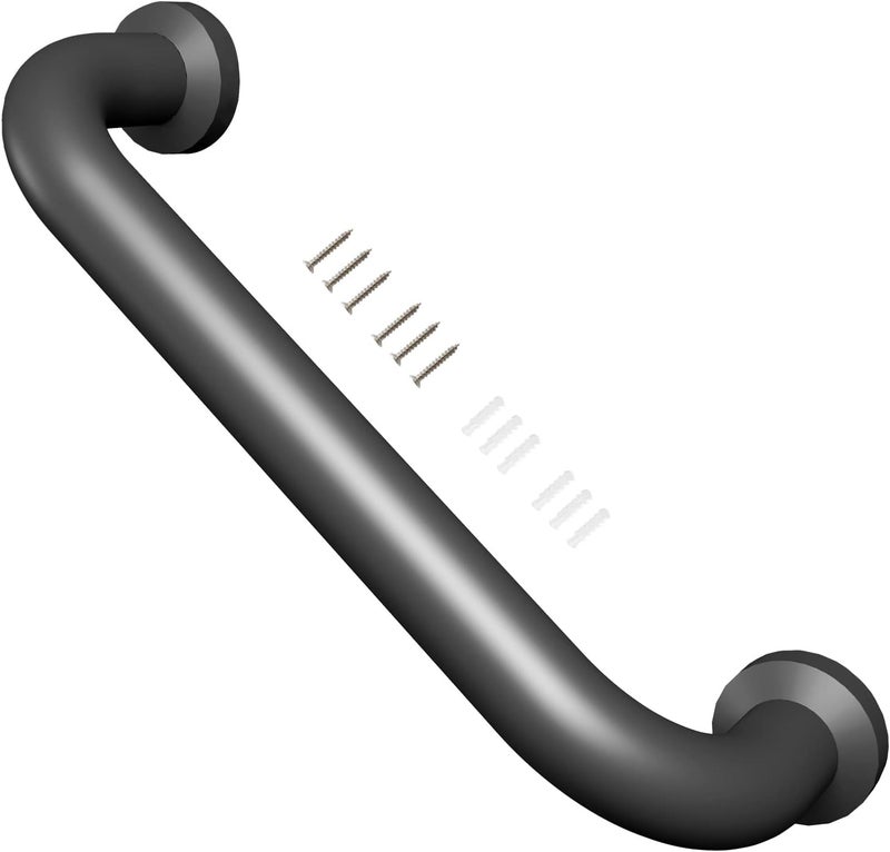 Conwithna One Pack 12 Inch Matte Black Shower Grab Bar Stainless Steel Safety Hand Rail Support for Showers Bathroom Balance Bar Safety Hand Rail Handicap Bath Handle Senior Assist Bar Home Care Bath Handrail - Image 1